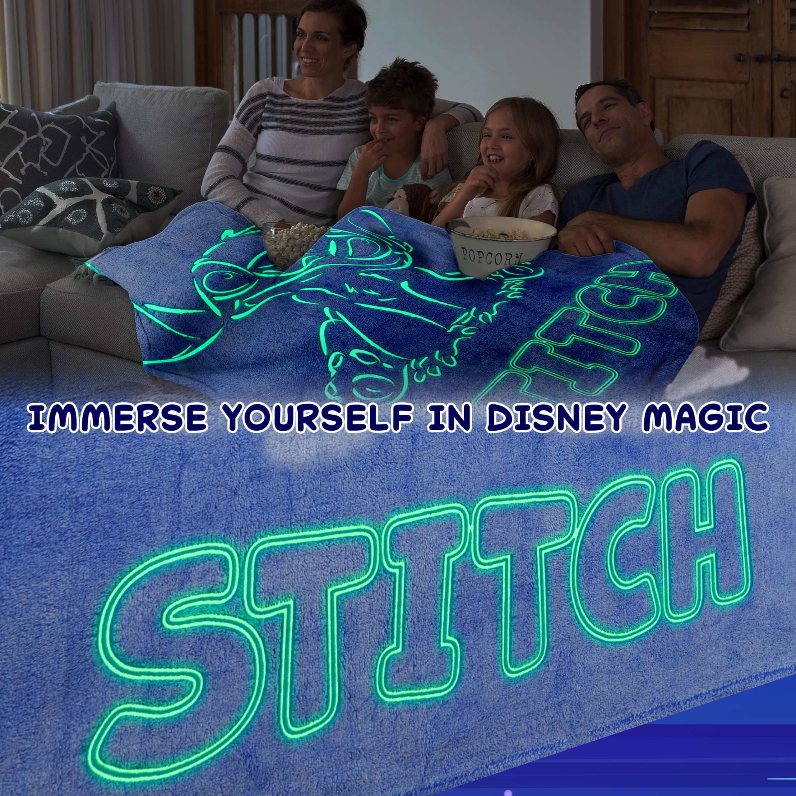 Get Trend Disney Stitch glow blanket travel-ready companion for kids and teens.