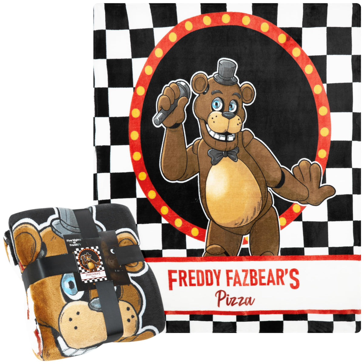 Get Trend FNAF fleece blanket front view for cozy gaming nights.