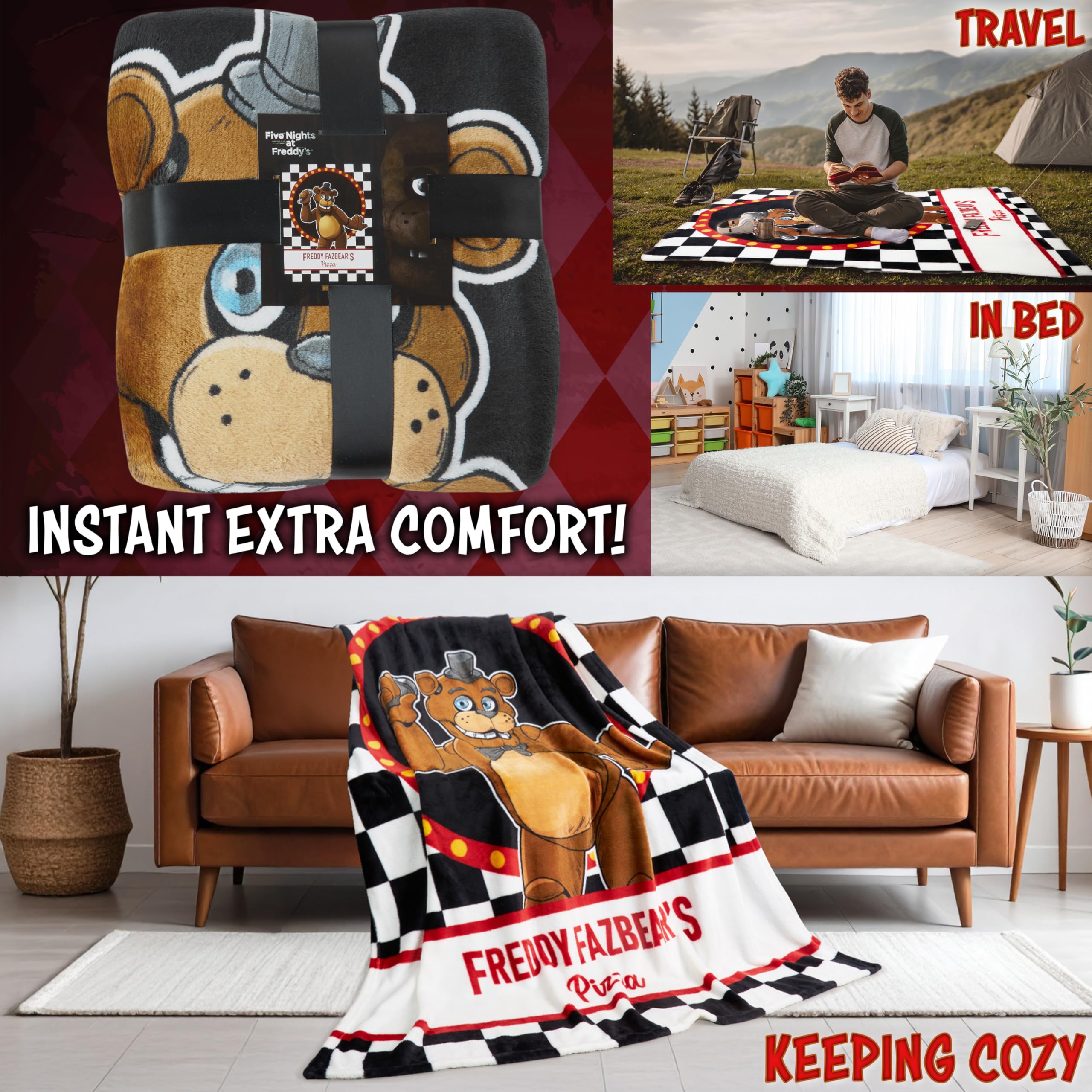 Get Trend FNAF throw on couch adds soft seating warmth.