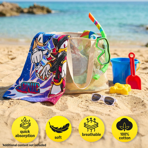 Get Trend hooded towel with corner pockets for toy storage and quick drying.