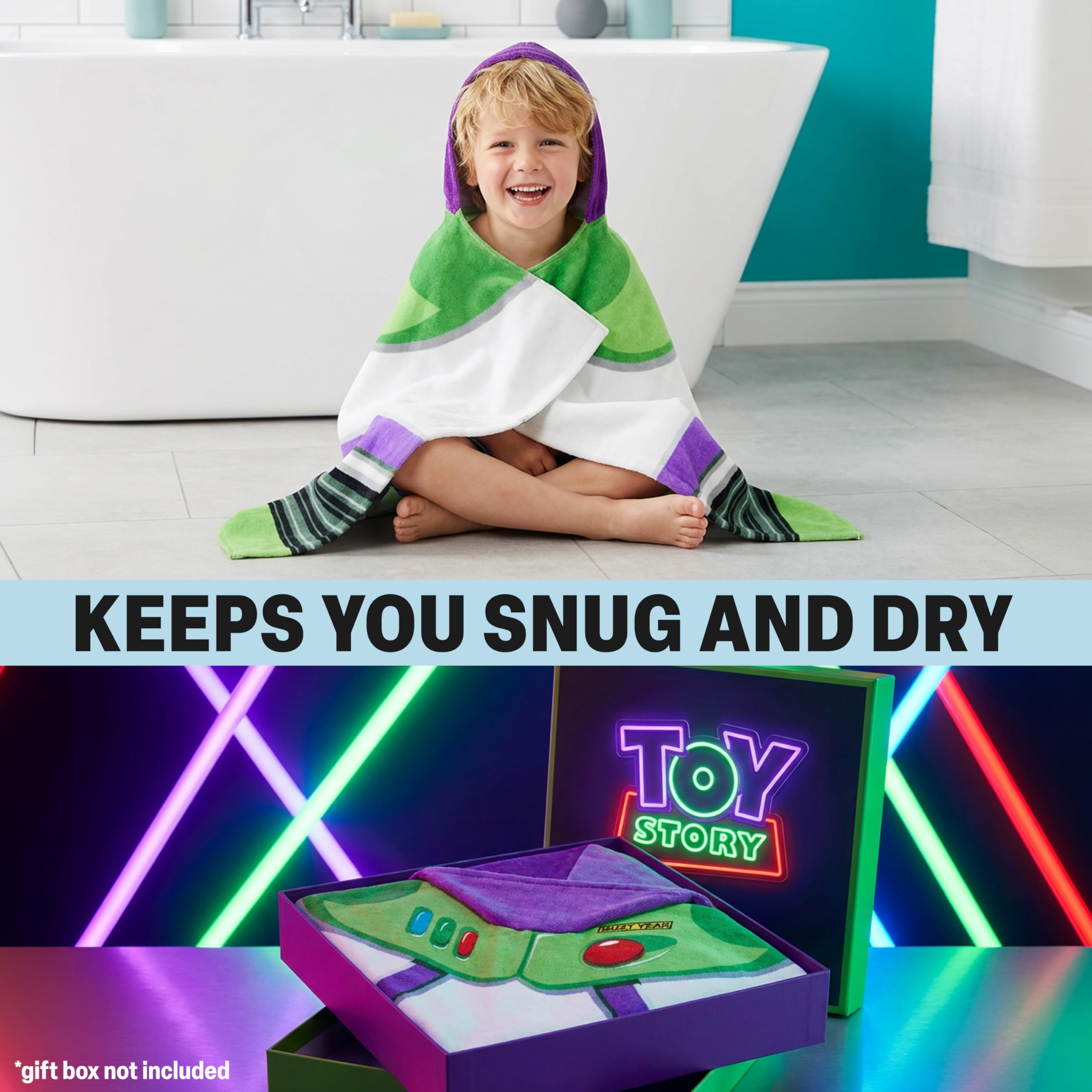 Vibrant Buzz Lightyear print towel, great for pool or beach days