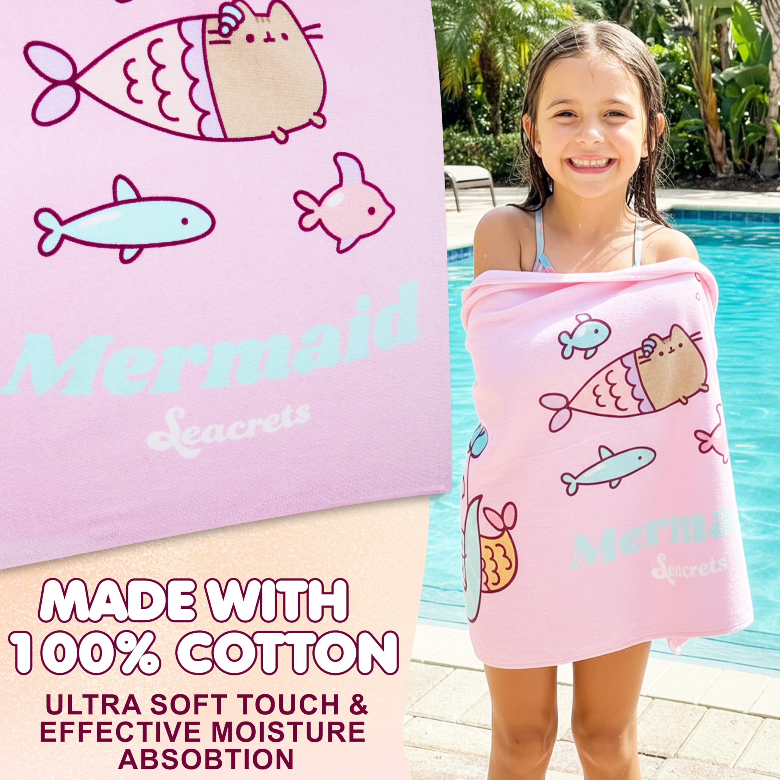 Large 49.2 x 29.5 inch towel for kids and tweens
