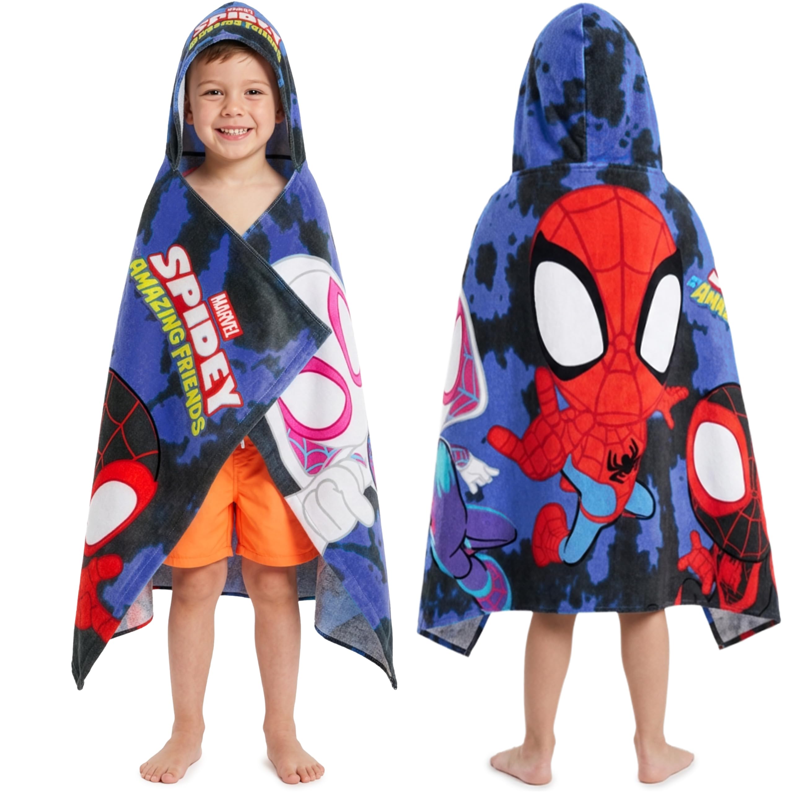 Get Trend Marvel Spidey hooded towel for boys, soft and quick-drying after showers.
