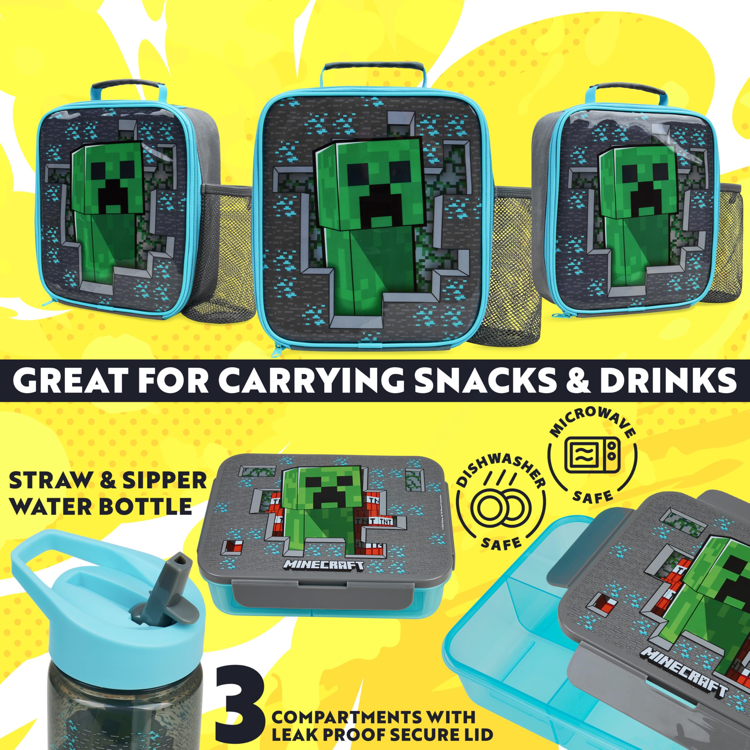 Get Trend Minecraft bento box with compartments for organized kid lunches