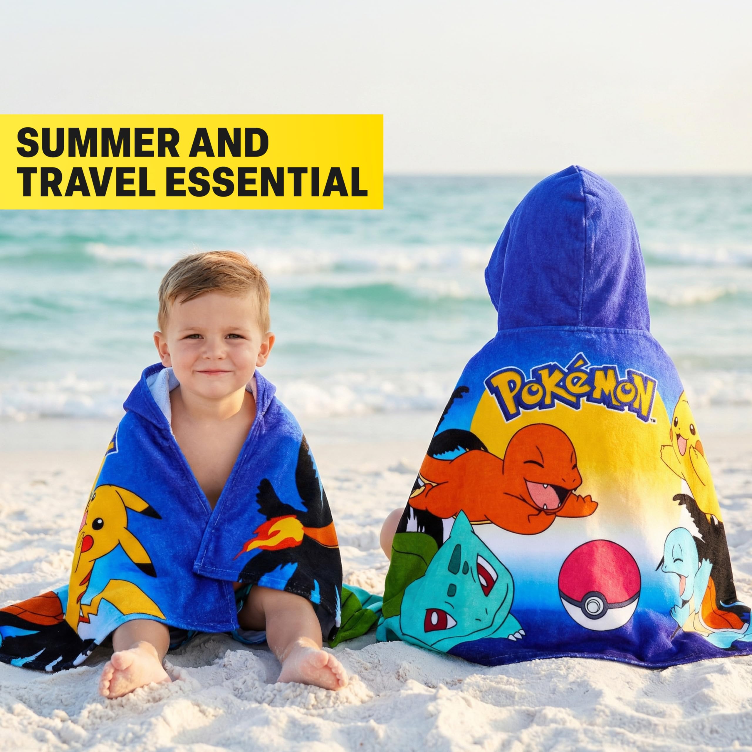 Get Trend Pokemon hooded towel showcasing Charmander for fun drying.