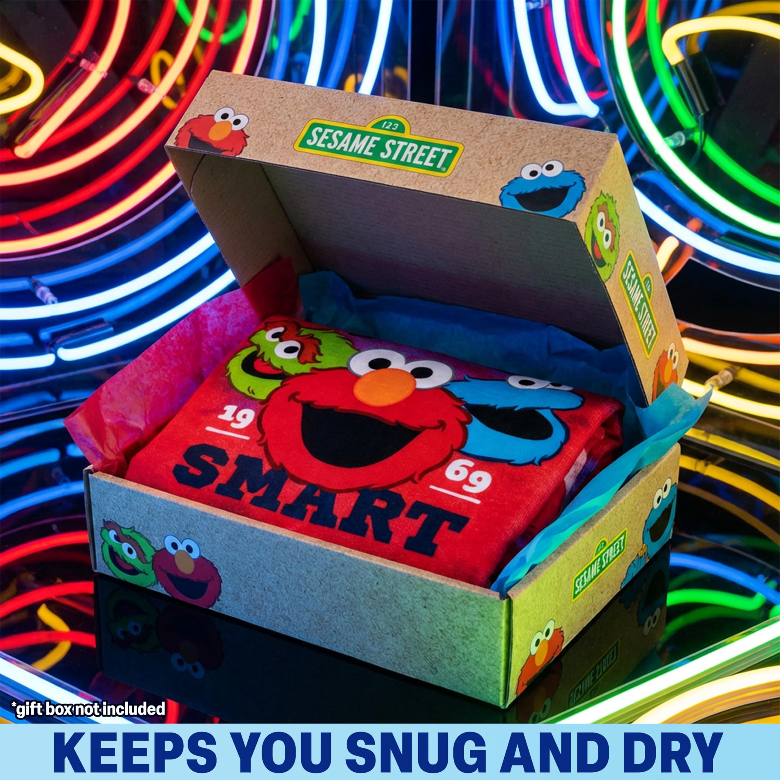 Get Trend Sesame Street hooded towel travel-friendly design for holidays.