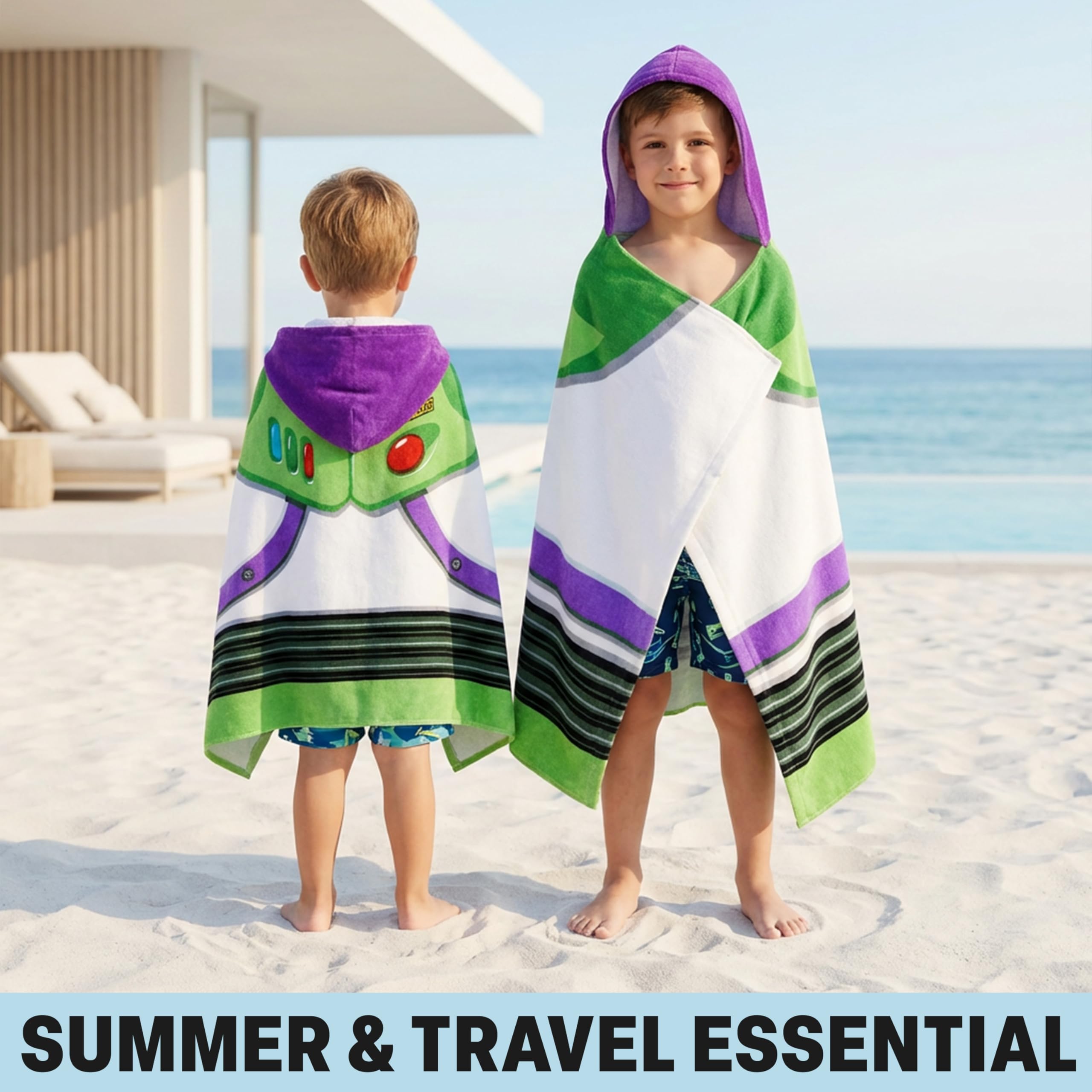 Hooded towel made for easy drying and hands-free use