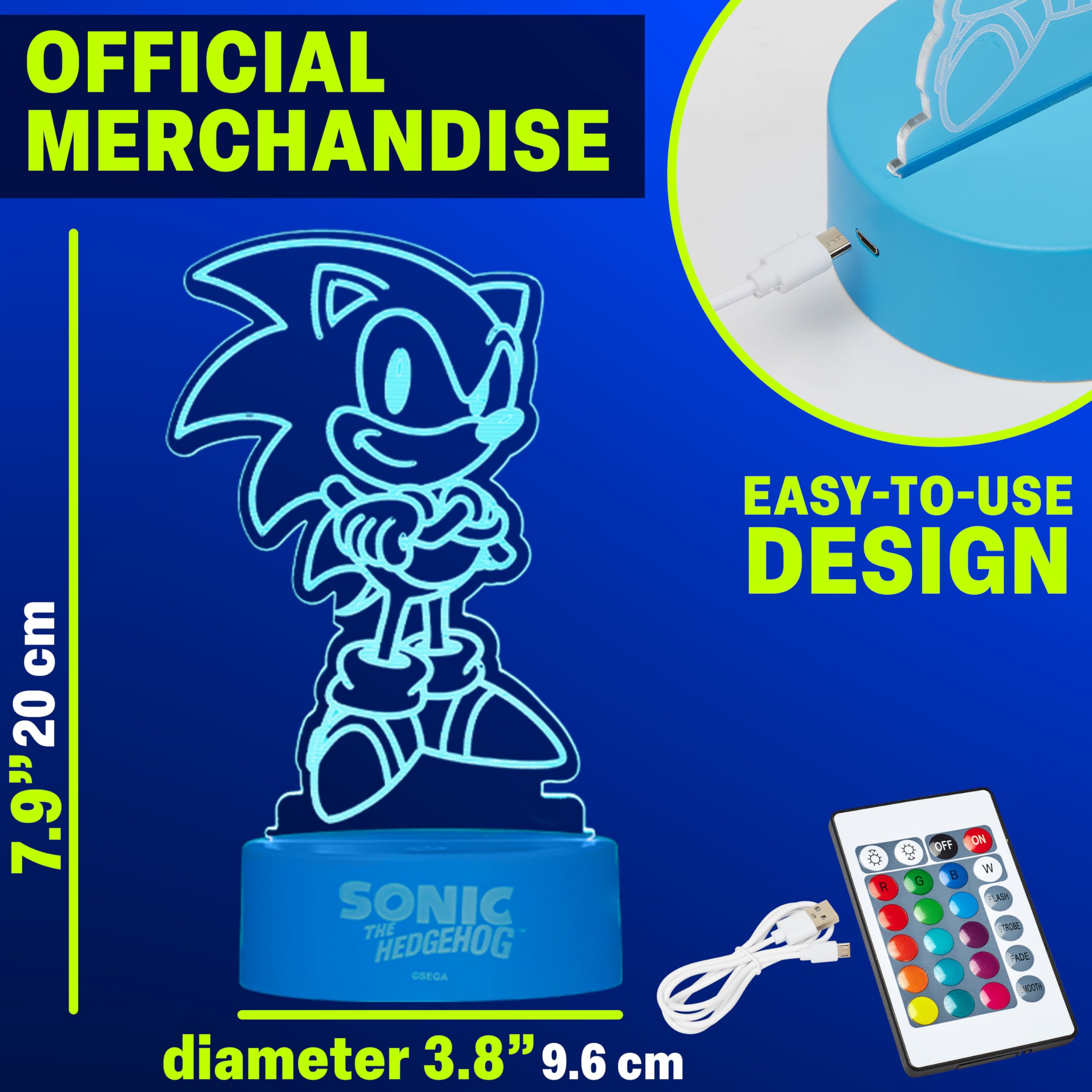 Get Trend Sonic The Hedgehog night light offers 16 colors for customizable ambiance.