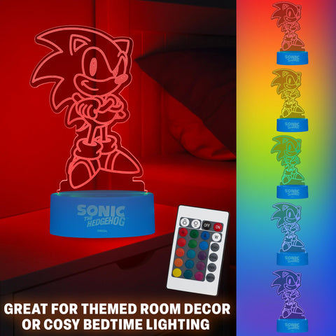 Get Trend Sonic The Hedgehog night light plexiglass panel showcases vibrant color from any angle.
