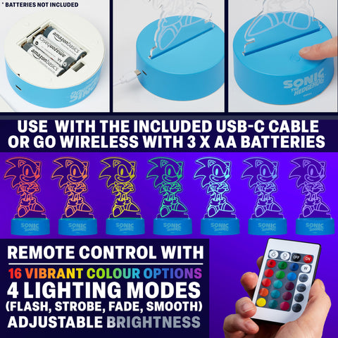 Get Trend Sonic The Hedgehog night light remote control for easy color and brightness adjustment.