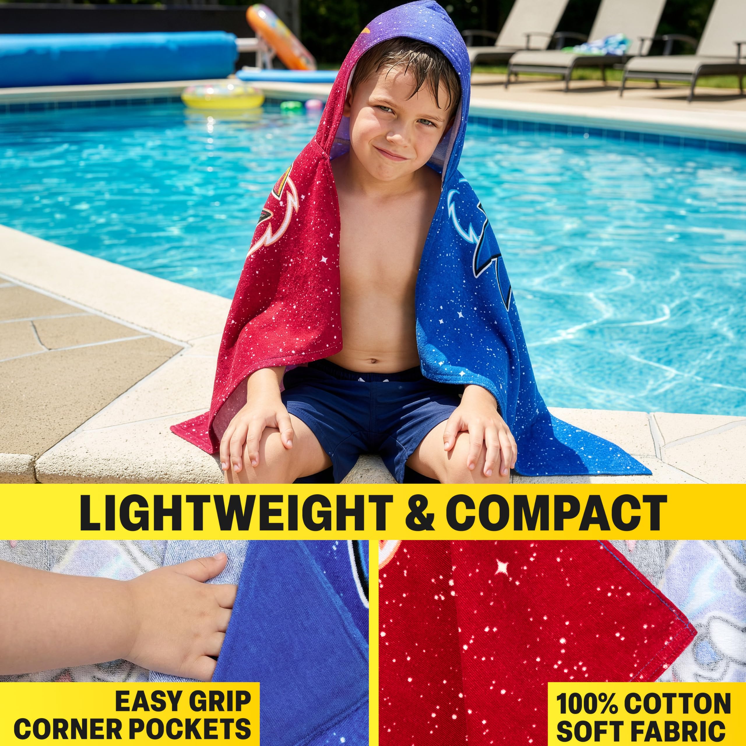 Get Trend Sonic vs Shadow design towel highlighting fun bath time and pool adventures.