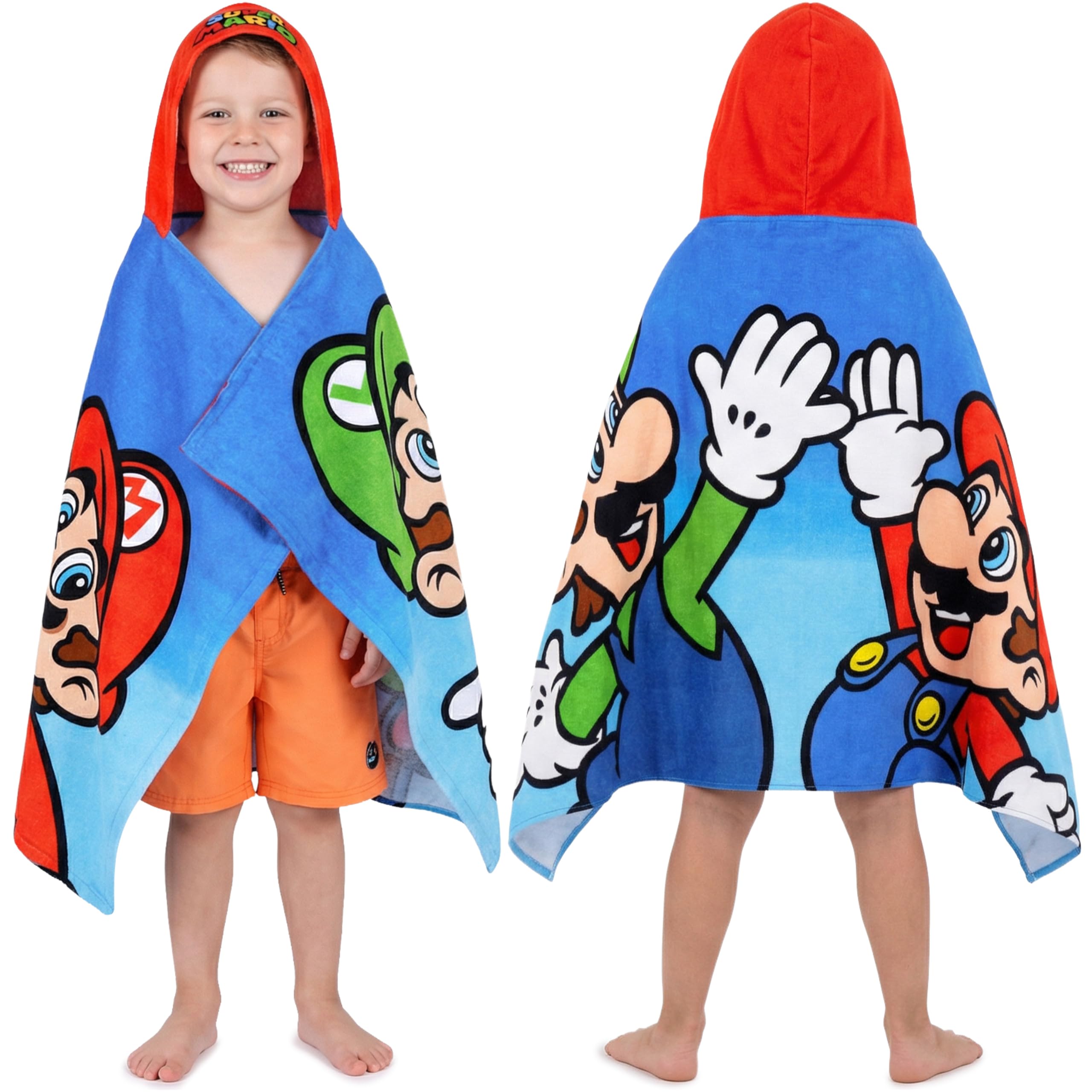 Get Trend Super Mario hooded bath towel 49x30 keeps kids warm after swimming
