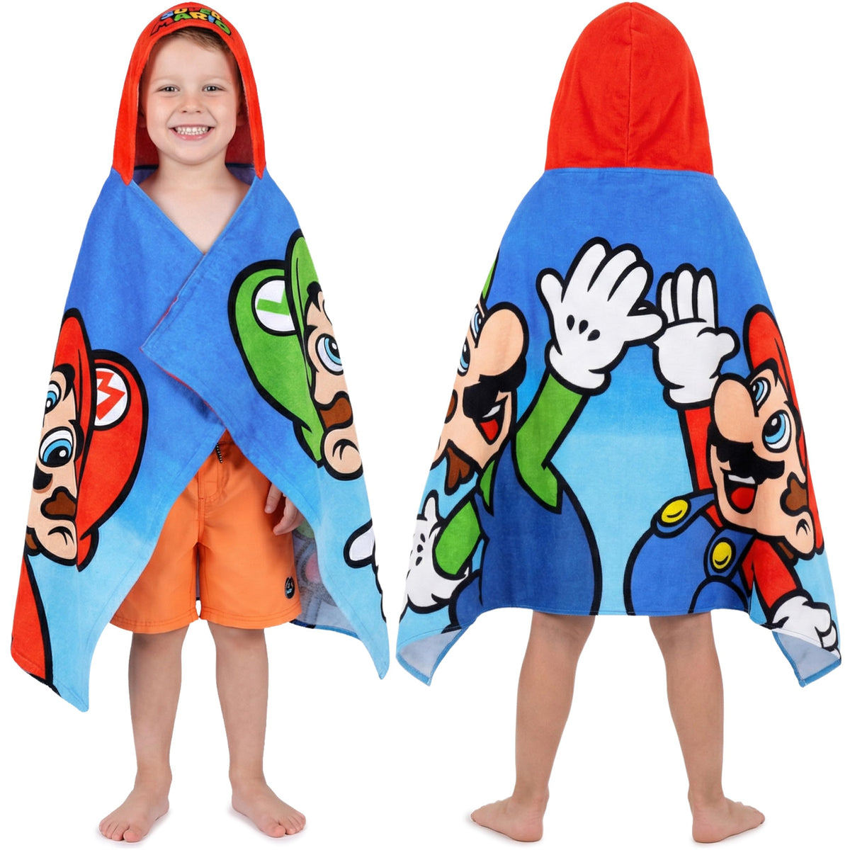 Get Trend Super Mario hooded bath towel 49x30 keeps kids warm after swimming