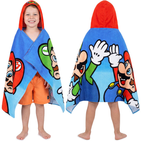 Get Trend Super Mario hooded bath towel 49x30 keeps kids warm after swimming