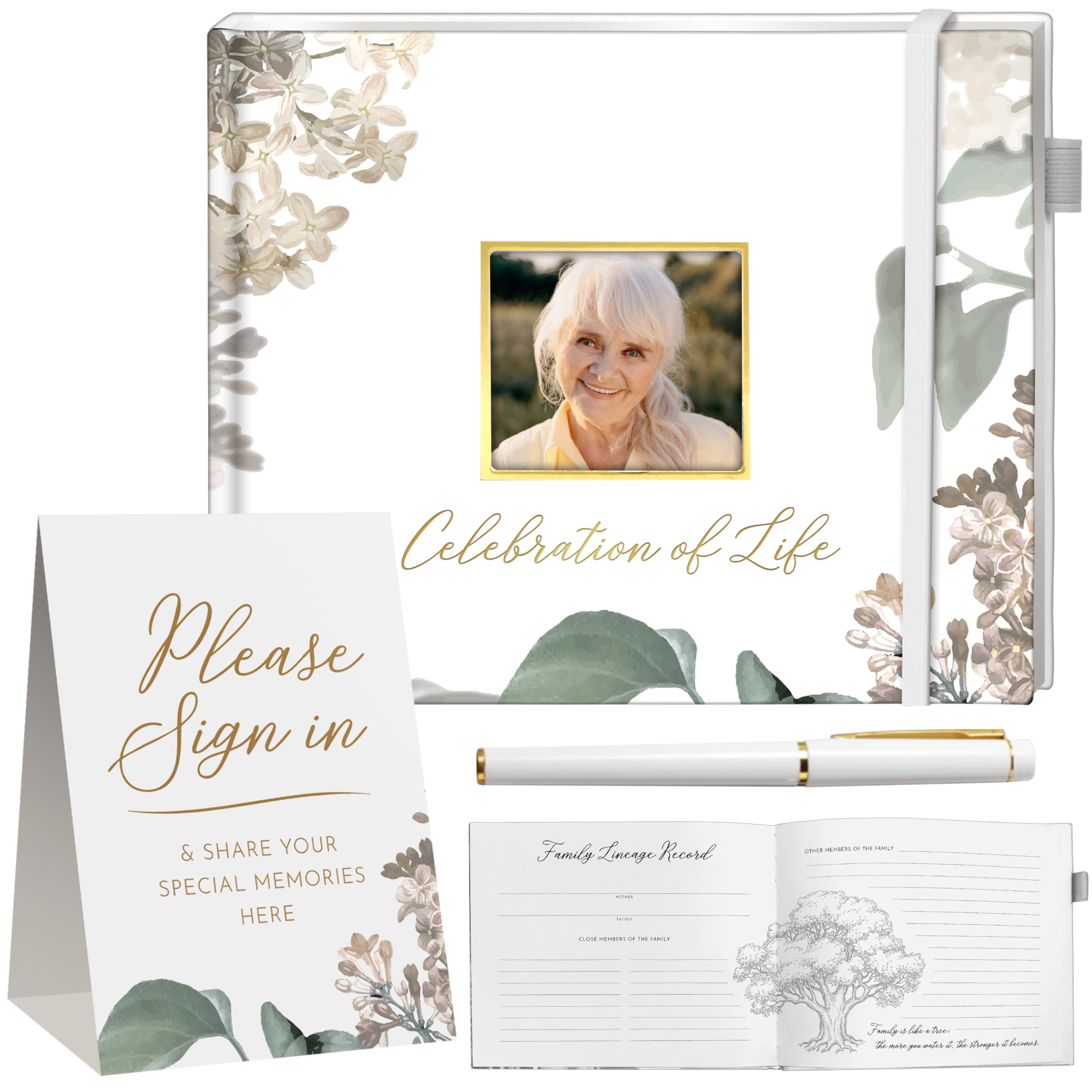 GetProducts Elegant White Funeral Guest Book cover shows premium durability and elegance