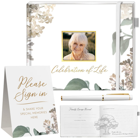 GetProducts Elegant White Funeral Guest Book cover shows premium durability and elegance