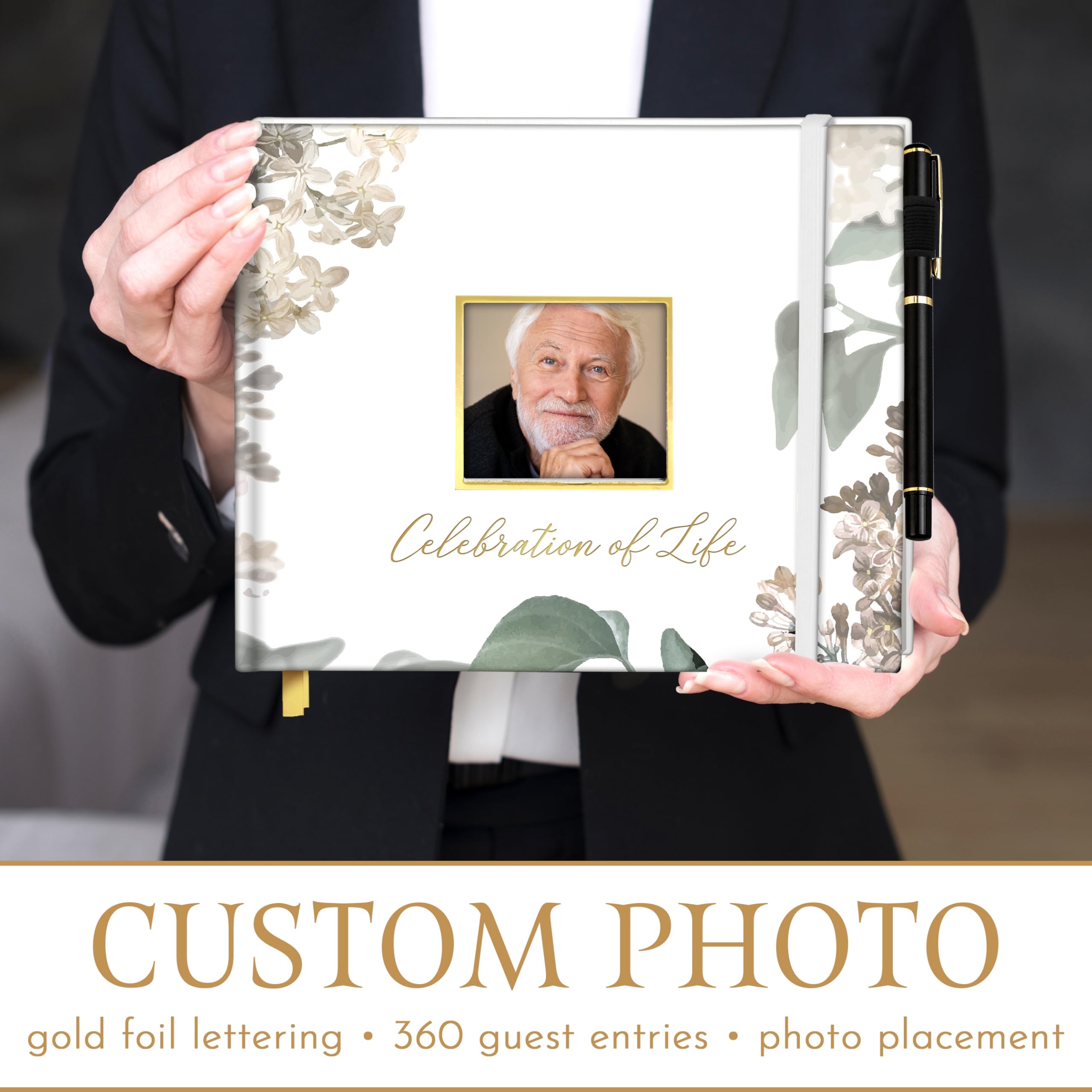 GetProducts Elegant White Funeral Guest Book layout supports three entries per page