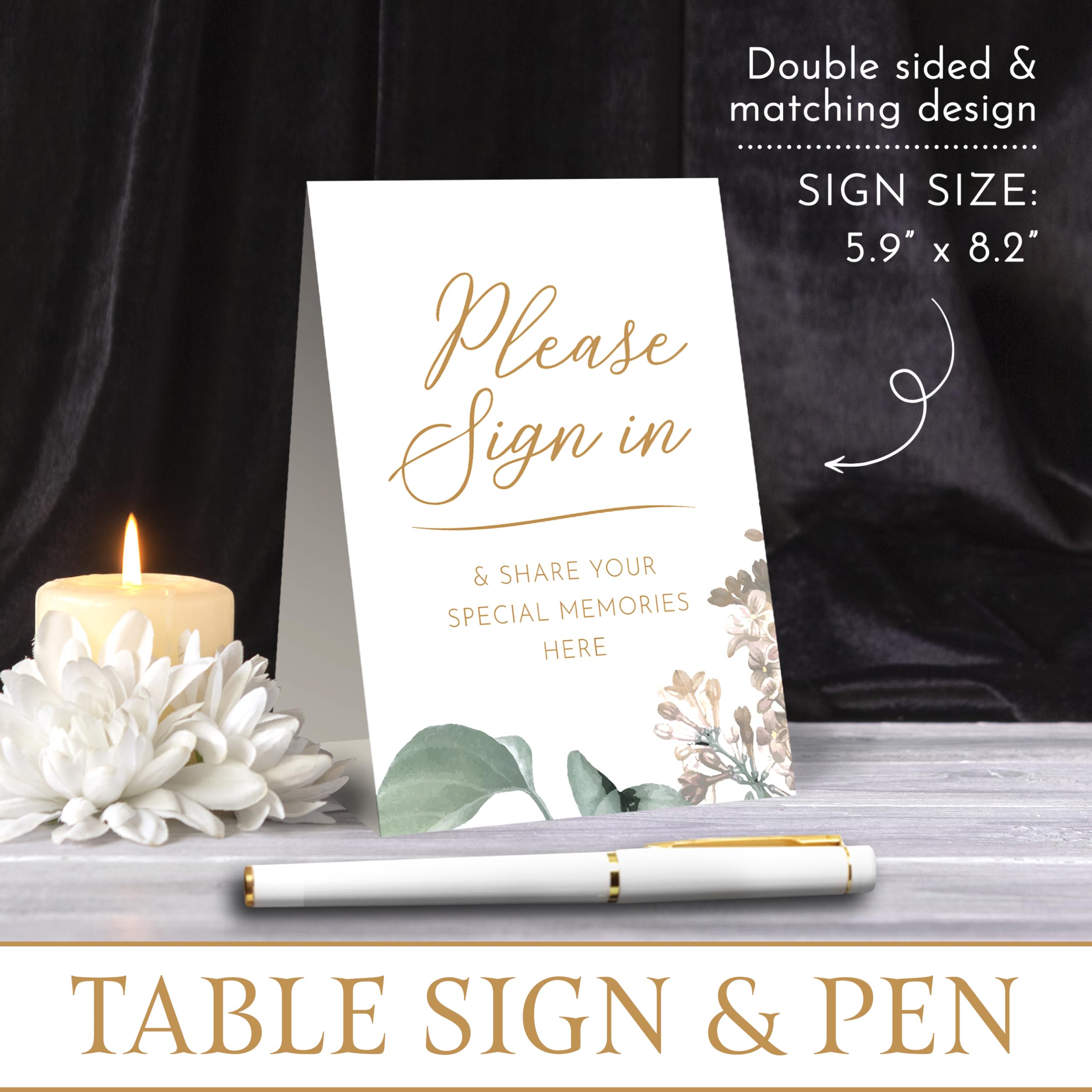 GetProducts Elegant White Funeral Guest Book table sign included for organized service sign-in