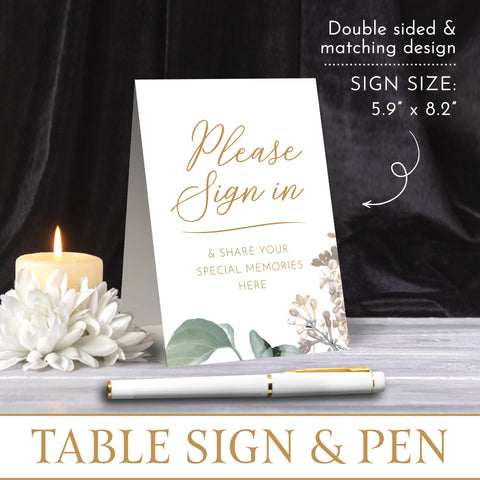 GetProducts Elegant White Funeral Guest Book table sign included for organized service sign-in