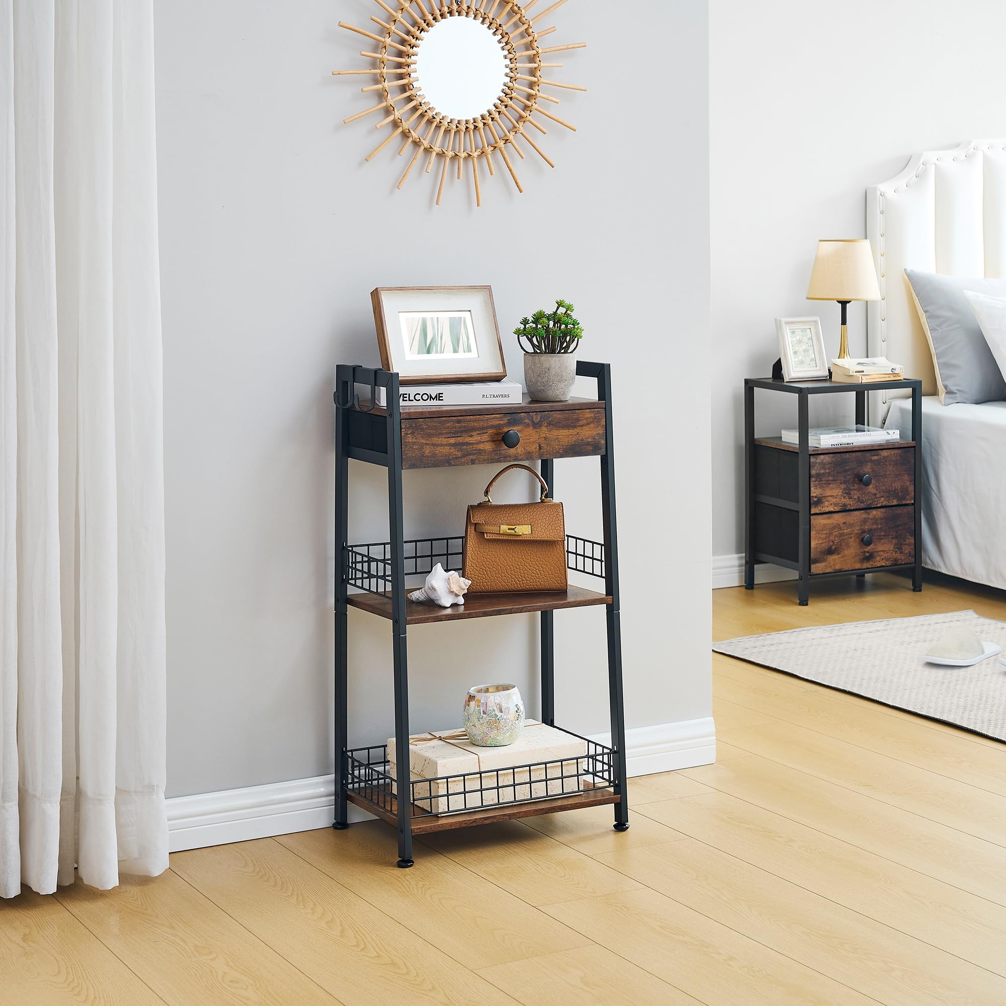 Gewudraw bathroom stand with towel hooks for organized bath essentials