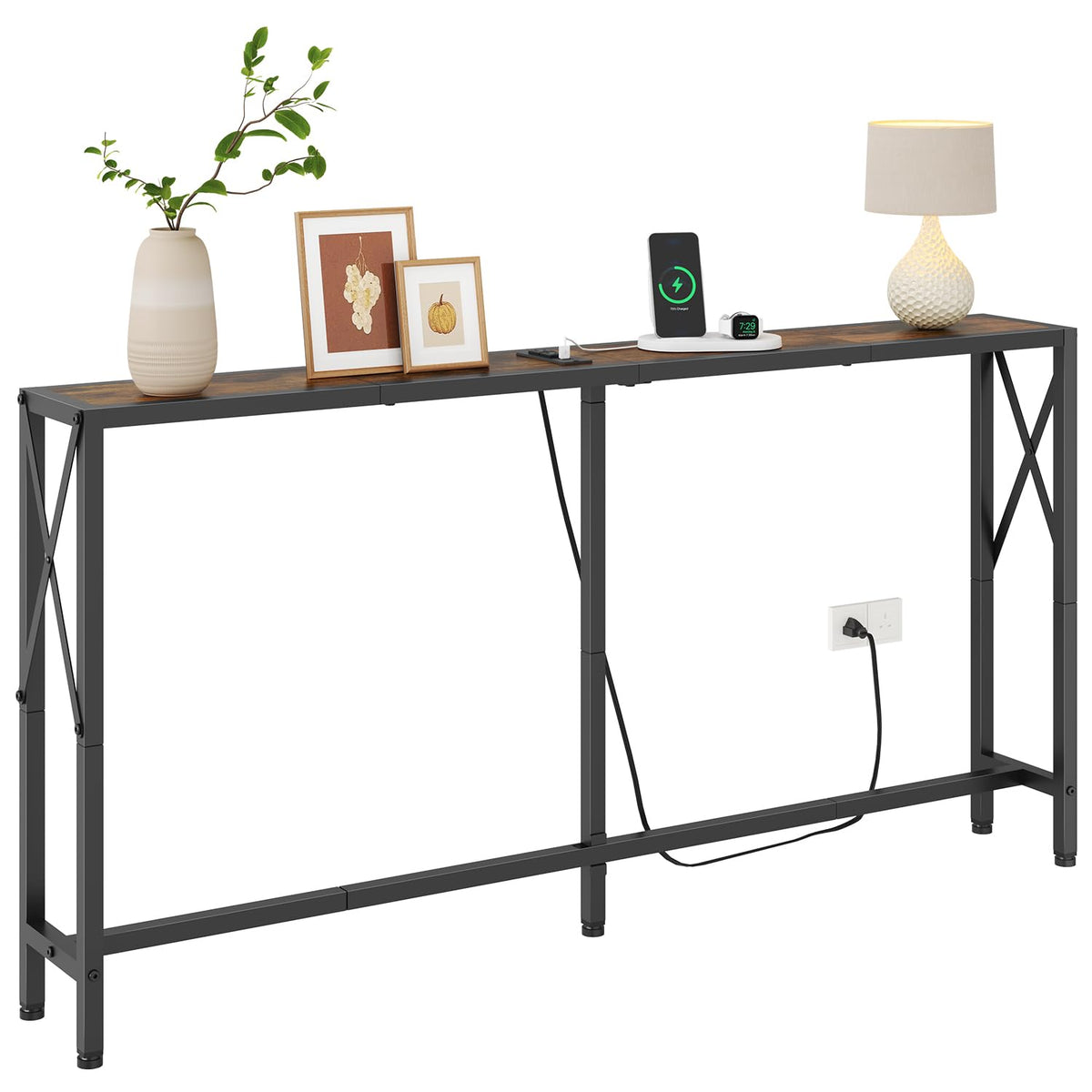 Gewudraw console table with outlets and USB ports for tidy charging