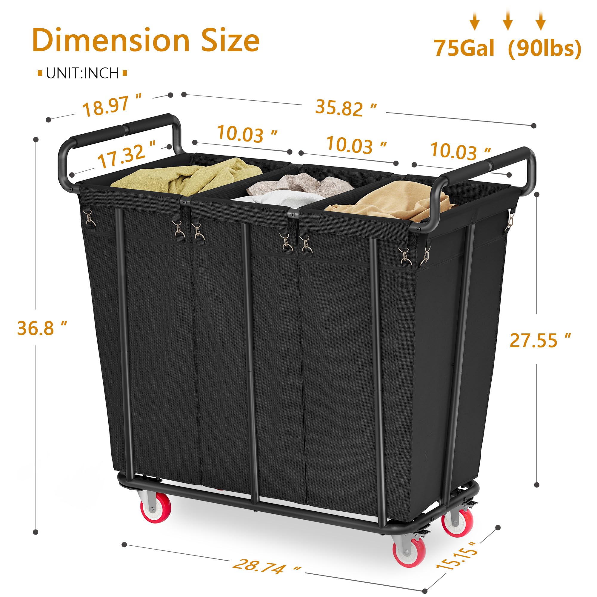 Gewudraw four casters with two brakes for stable movement