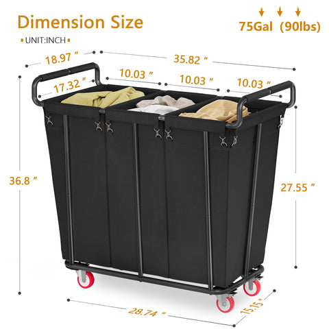 Gewudraw four casters with two brakes for stable movement