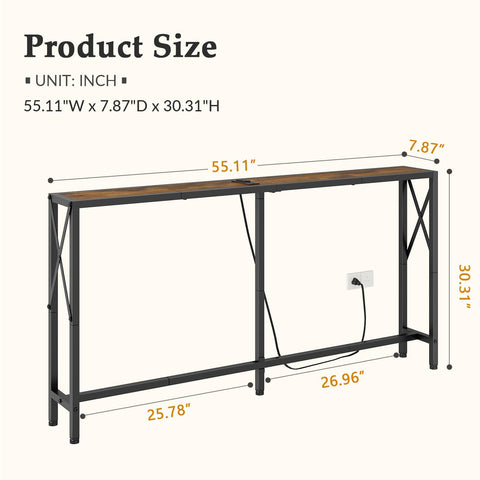Gewudraw industrial skinny hallway table with sturdy X-frame
