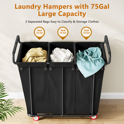 Gewudraw three-bag sorter with removable bags keeps clothes organized