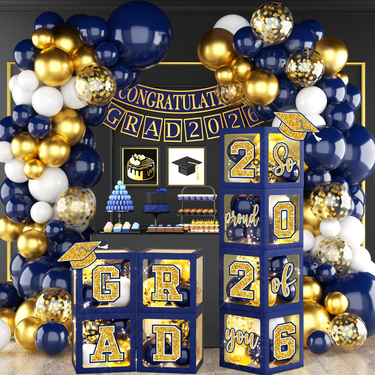 Gexlaju graduation 2026 boxes creating a polished centerpiece for Class of 2026 celebrations.