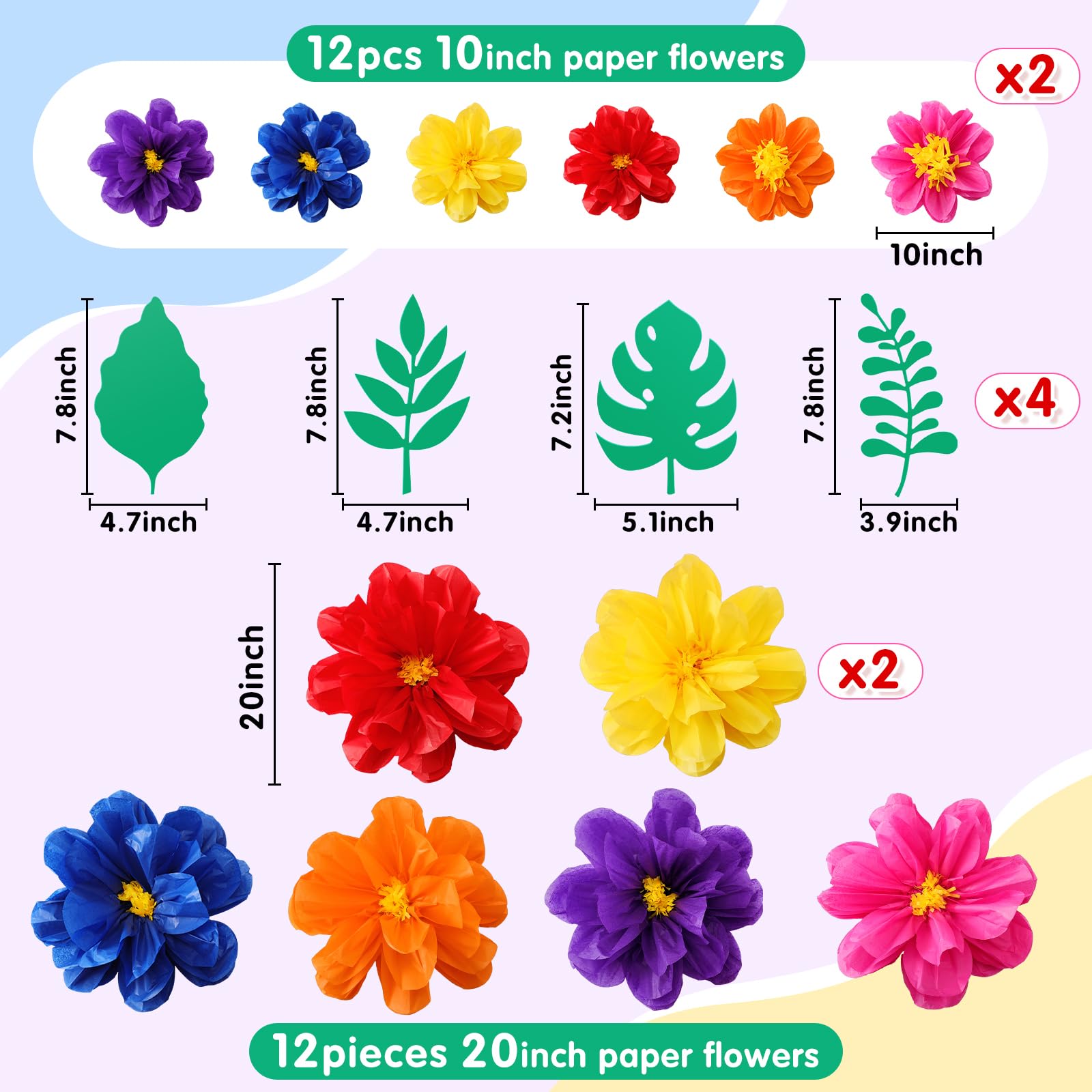 Geyee Mexican giant paper flowers 10-inch wall arch accents.