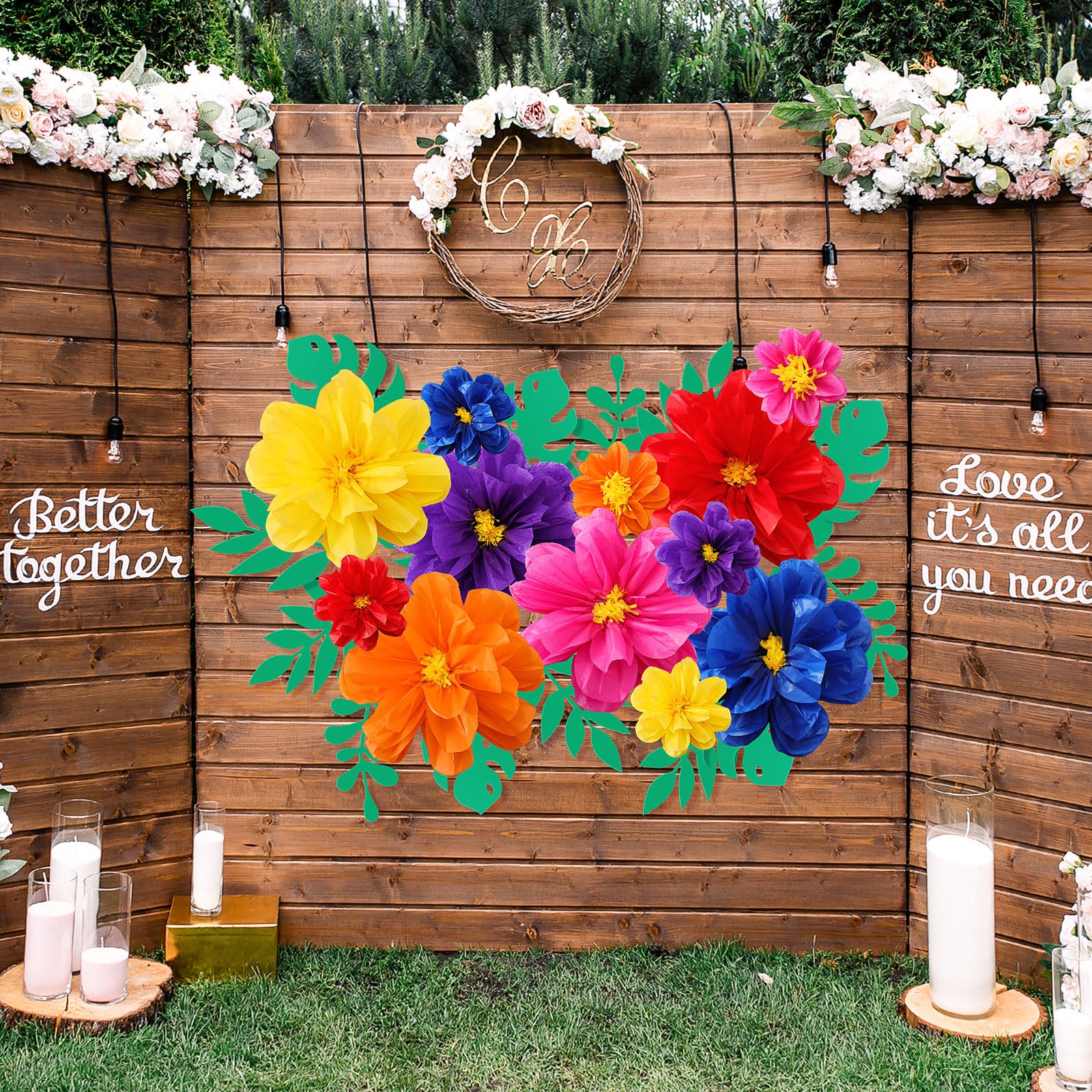 Geyee red giant paper flower for bold wedding arch accents.
