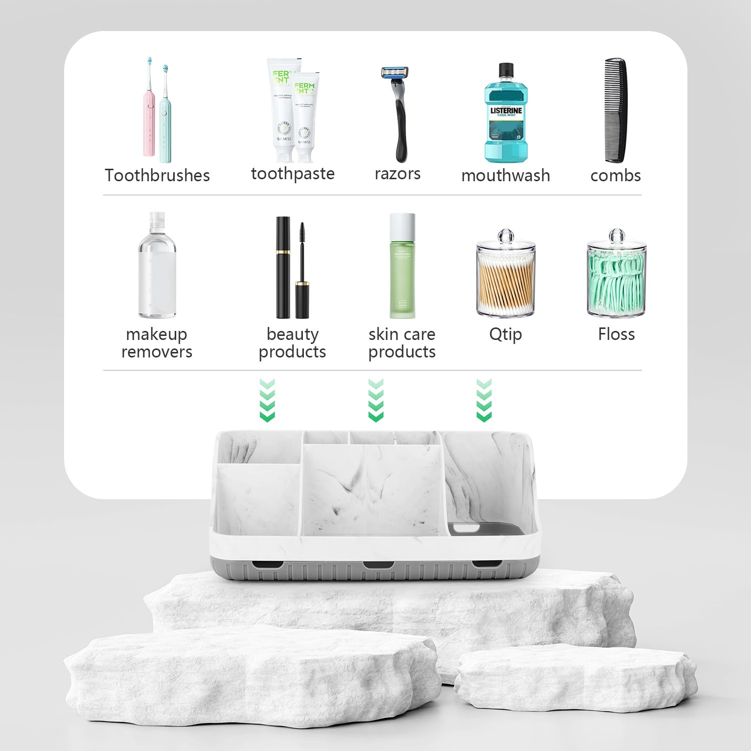 GFWARE multi-function organizer for toothbrushes, toothpaste, cosmetics, and more.