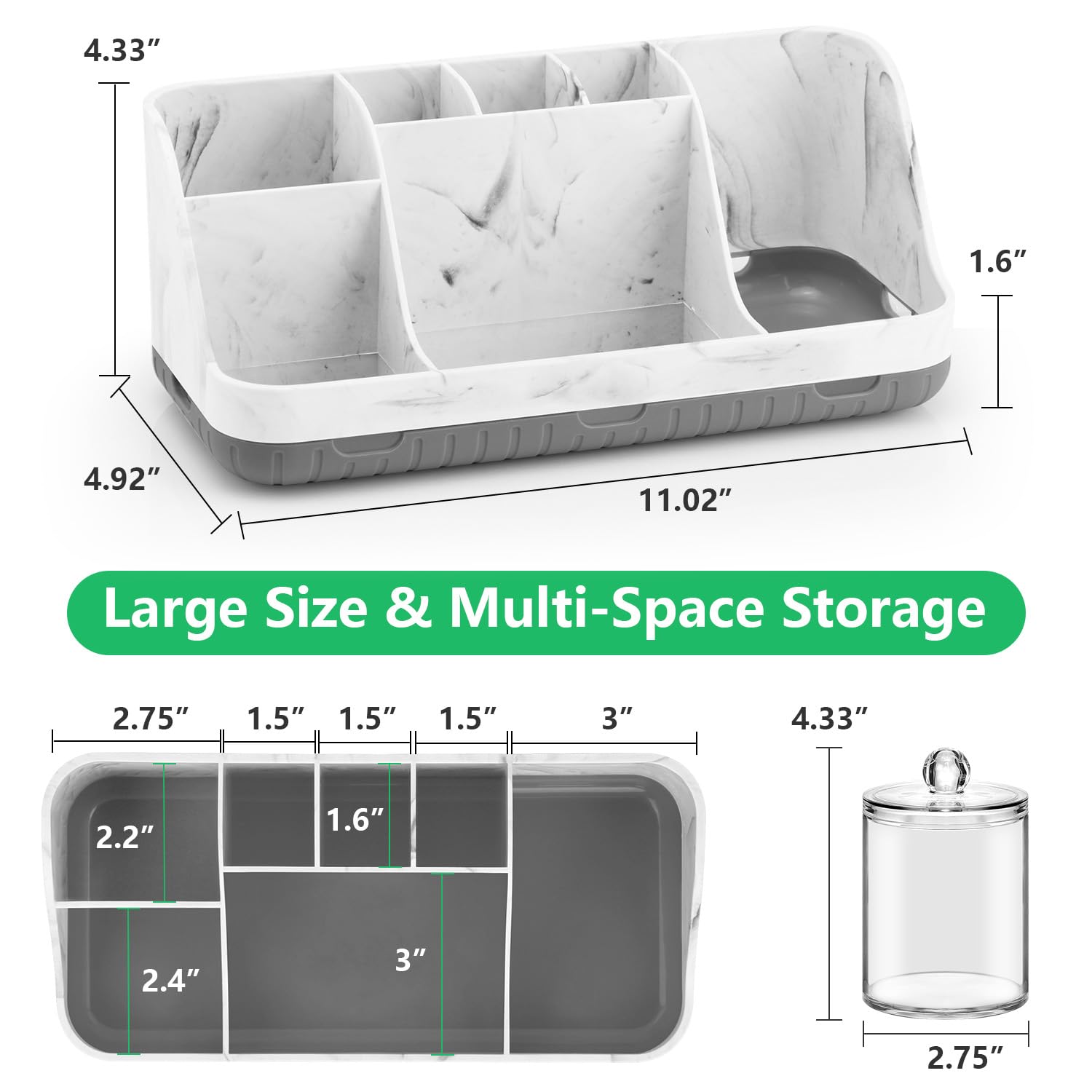 GFWARE six-piece set fits sinks, vanities, and countertops.