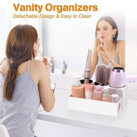 GFWARE hair tool organizer with stainless steel cups and acrylic base delivers durable storage.