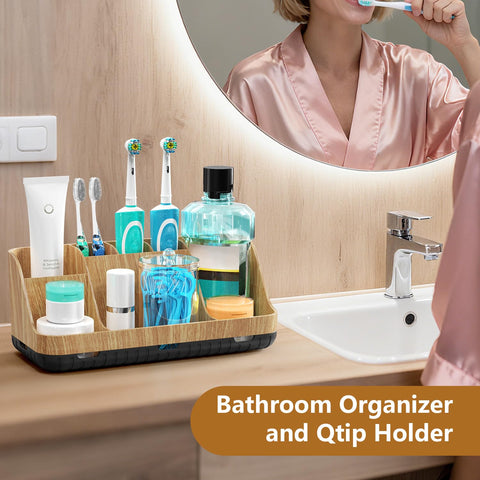 GFWARE qtip holder dispenser keeps cotton swabs tidy and within reach.