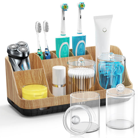 GFWARE toothbrush holder set 2-pack on bathroom counter keeps brushes organized and accessible.