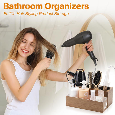 GFWARE wood base with stainless steel cups stores dryer and irons safely.