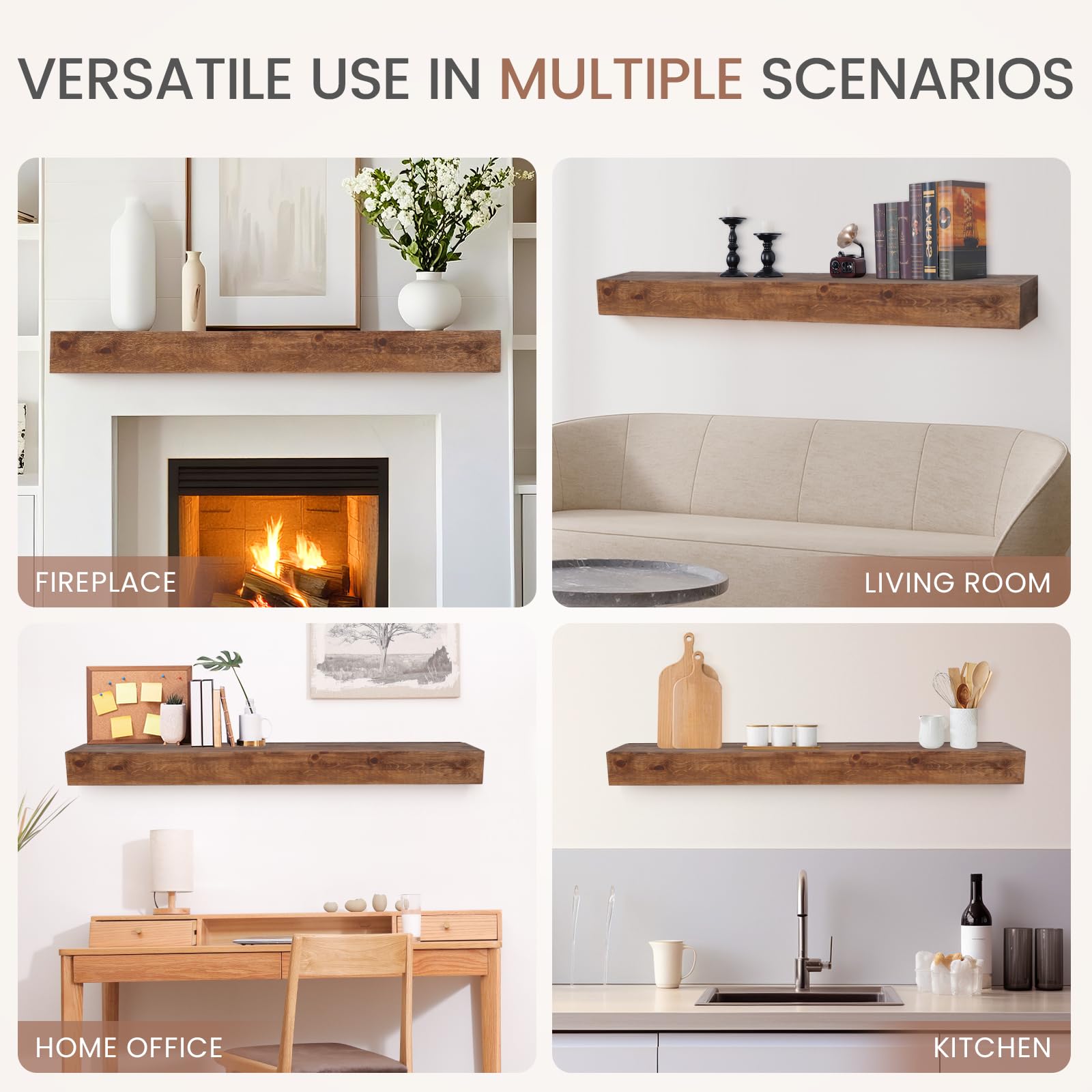 G GOOD GAIN rustic decor mantel complements bedroom and living room styles.