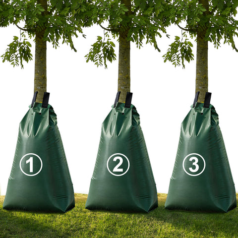 GGYKJSK Tree Water Bag around trunk delivers deep root irrigation.