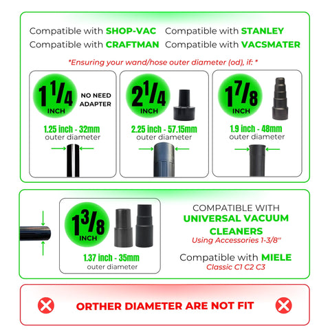 GHAMADE 12-inch crevice tool extends reach into corners and ducts.