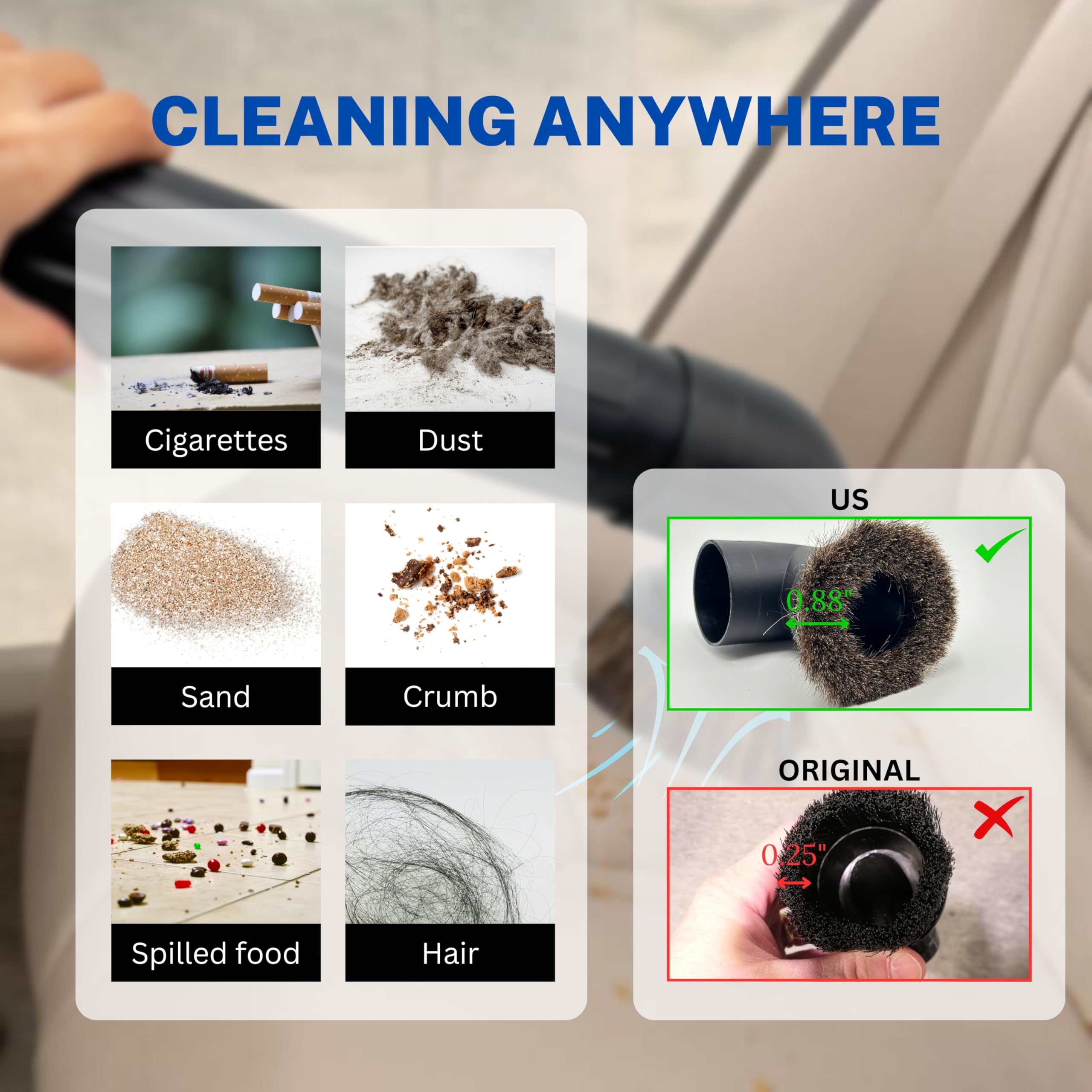 GHAMADE 2.5 inch compatibility aids efficient airflow and debris pickup.