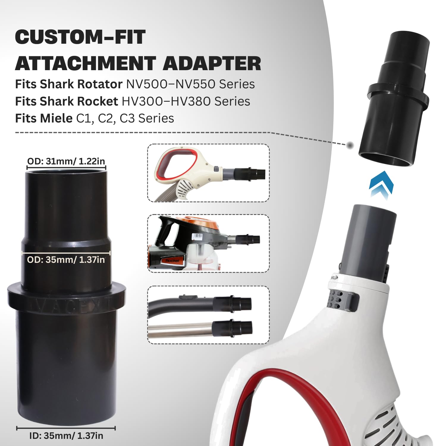 GHAMADE upholstery brush with large head cleans pet hair and dust.