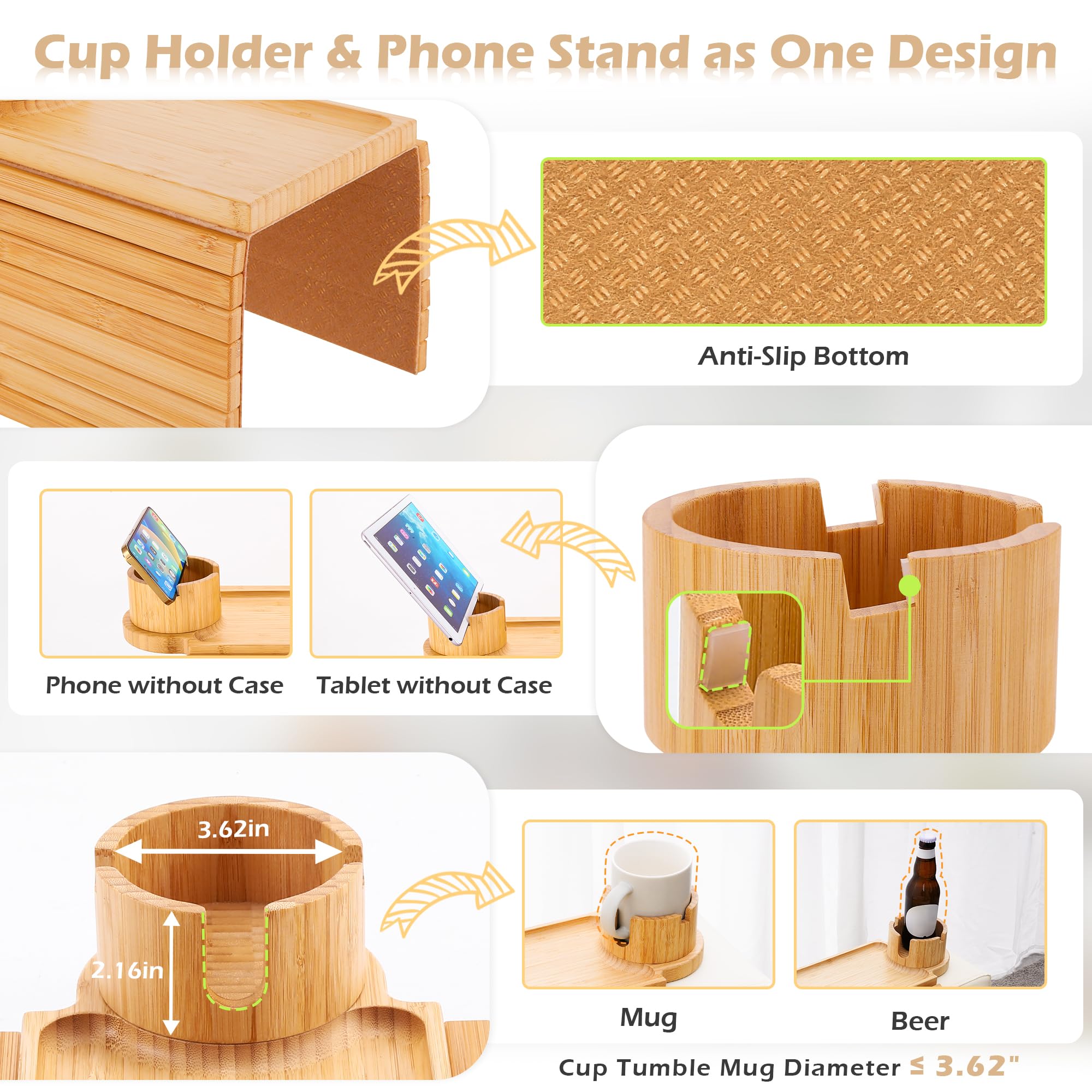 GHKINMAL 360-degree cup holder accommodates mugs and bottles securely.