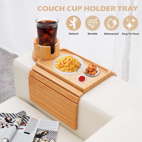 GHKINMAL bamboo material armrest tray features natural durability.