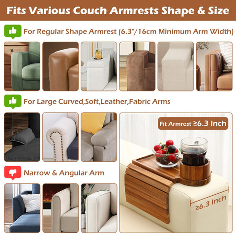 GHKINMAL clip-on tray attaches to sofa arm for convenient surface space.