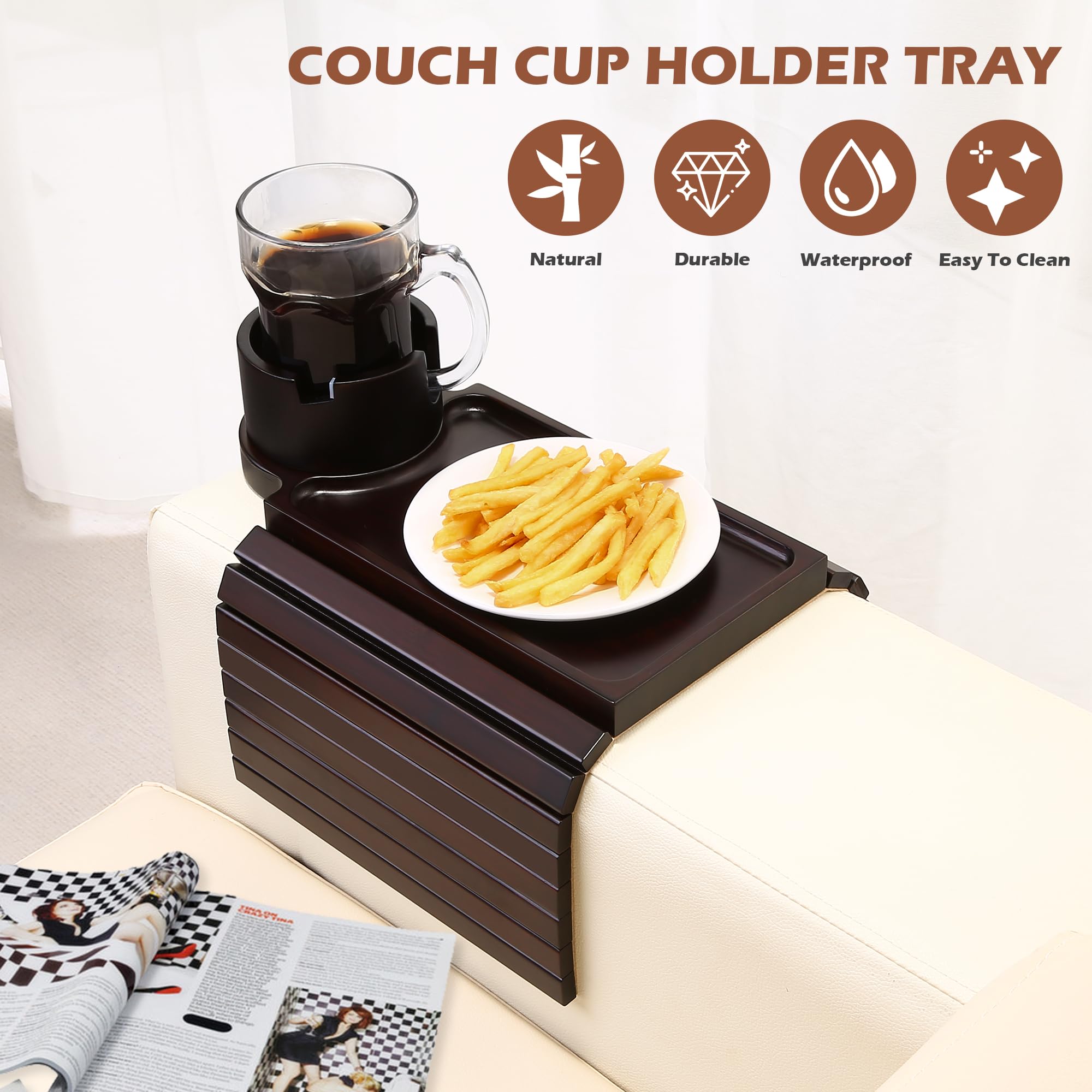 GHKINMAL armrest accessory provides space for remote, snacks, and devices.