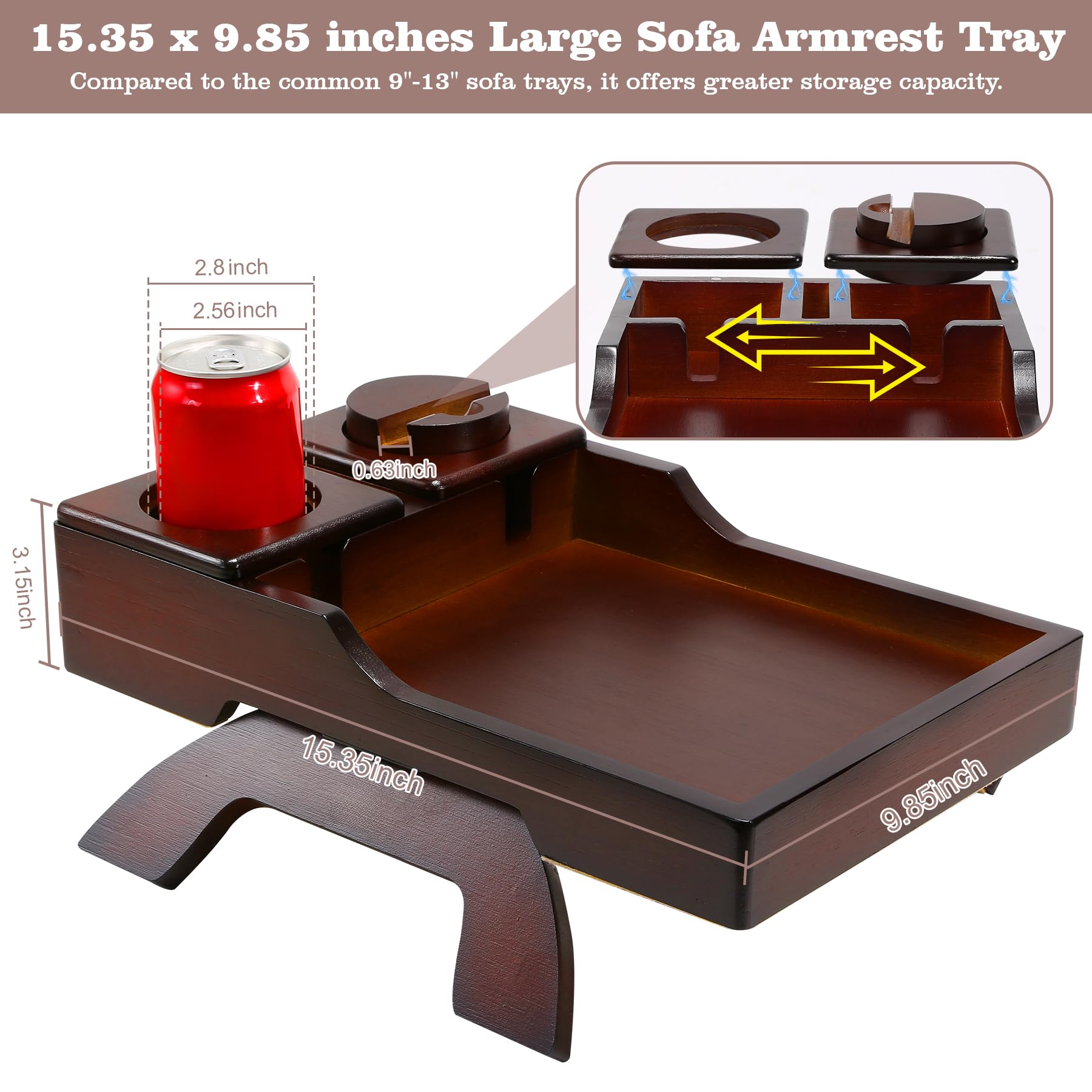 GHKINMAL clip-on side table securely attaches to sofa arm.