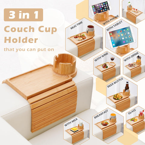 GHKINMAL bamboo armrest tray blends eco-friendly style with stability.