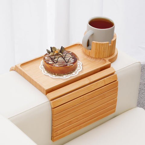 GHKINMAL couch cup holder tray for snacks and drinks within easy reach.